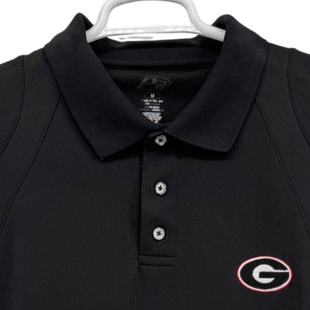 P2 Georgia Bulldogs Mens Medium Black Performance Mesh Polo Shirt NCAA UGA Dawgs